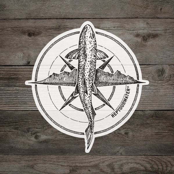 RepYourWater Brown Trout Compass Sticker