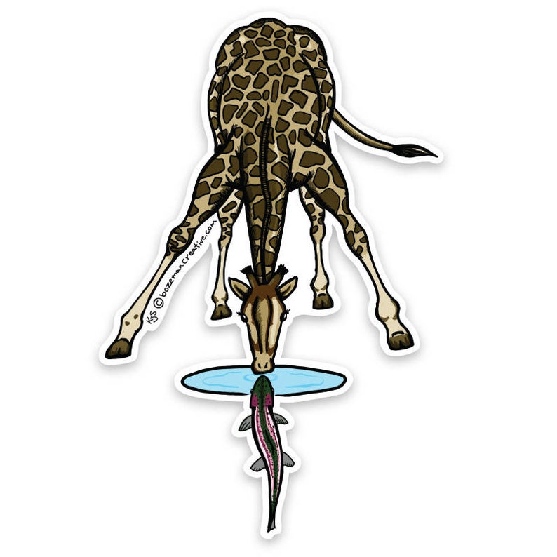 Trout Curious Giraffe Fly Fishing Sticker - The Trout Spot