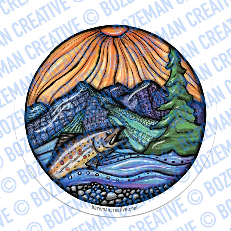 Trout Creative Fly Fishing Sticker