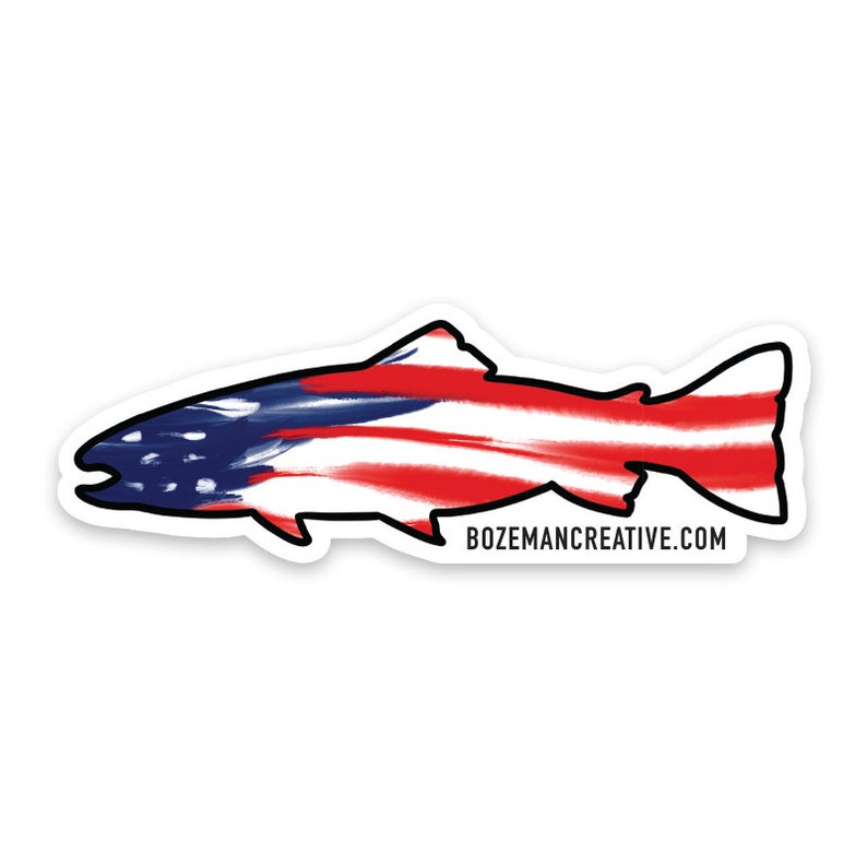 US Fish Flag Fly Fishing Sticker