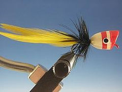Bass Popper Yellow and Red Stripe