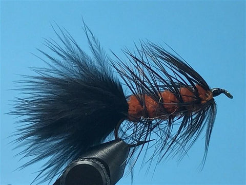 Black and Orange Wooly Bugger Weighted - The Trout Spot