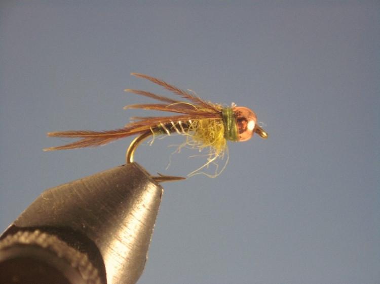 Copper Beadhead Micro Mayfly Olive - The Trout Spot