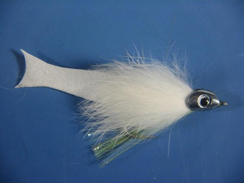 Fish-Skull Saltwater Forage Fly White and Olive - The Trout Spot