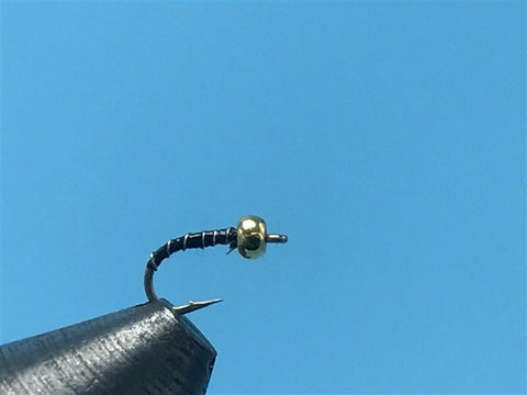 Gold Tungsten Bead Zebra Midge Black - The Trout Spot