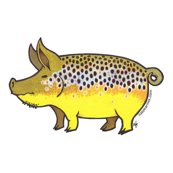 Pig Brown Trout Decal by Nat - The Trout Spot