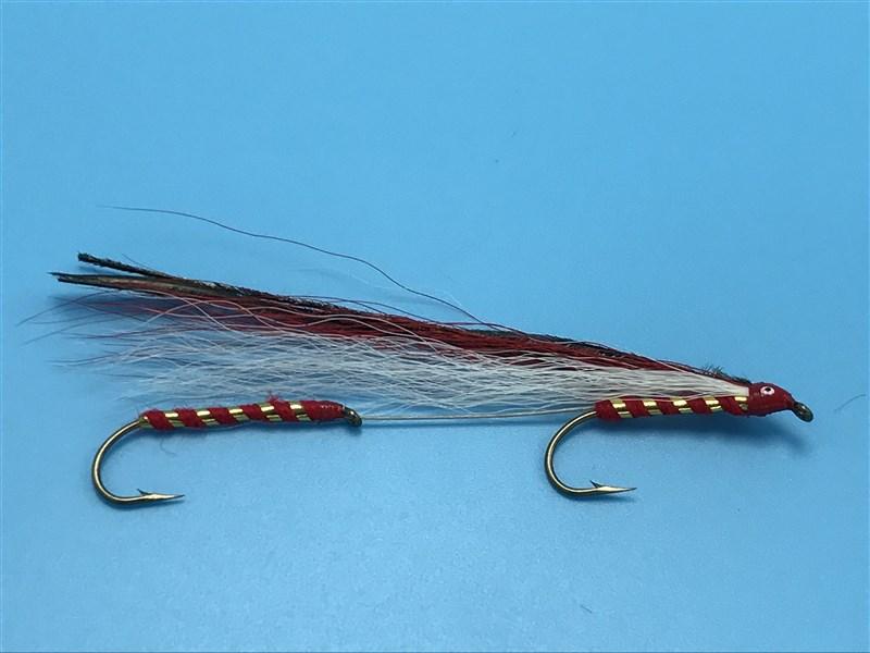 Red and White Bucktail Tandem Streamer Fly