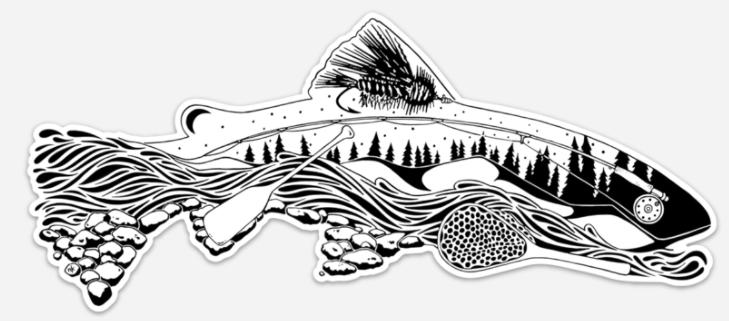 WickedGoodz Trout Vinyl Decal - Fly Fishing Bumper Sticker - Trout