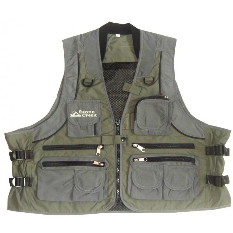 Stone Creek Deluxe Fishing Vest Grey/Sage x Large SCDVXL