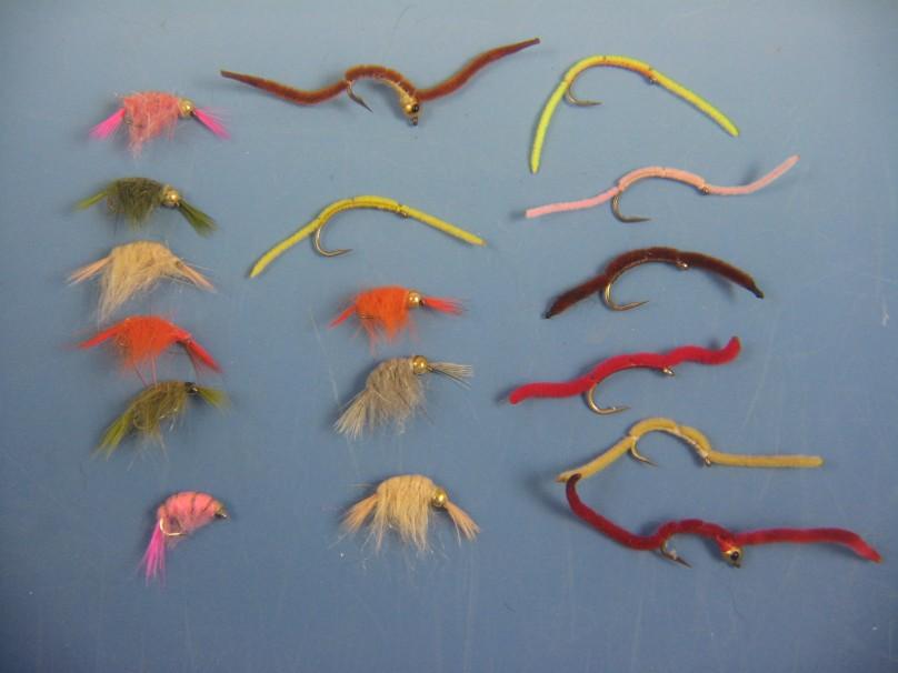 The Fly Fishing Place San Juan Worm Power Bead Trout Fly Assortment - 1  Dozen Wet Nymph Fly Fishing Flies - Hook Size 14-3 Each of 4 Patterns
