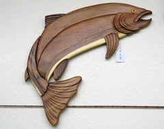 Wooden Rainbow Trout Intarsia Wall Hanging